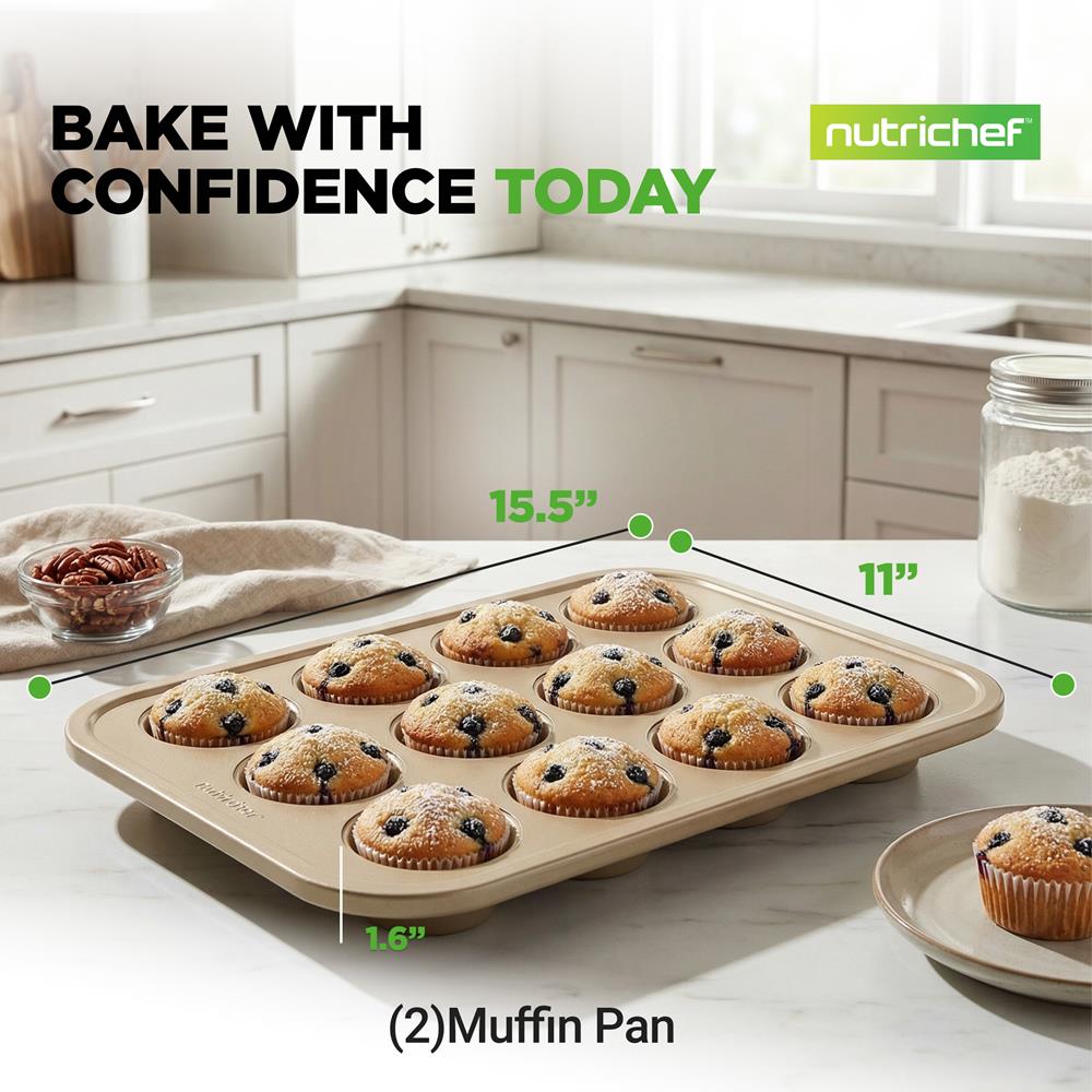 12 Cup Nonstick Muffin Pans, Easy Release Carbon Steel