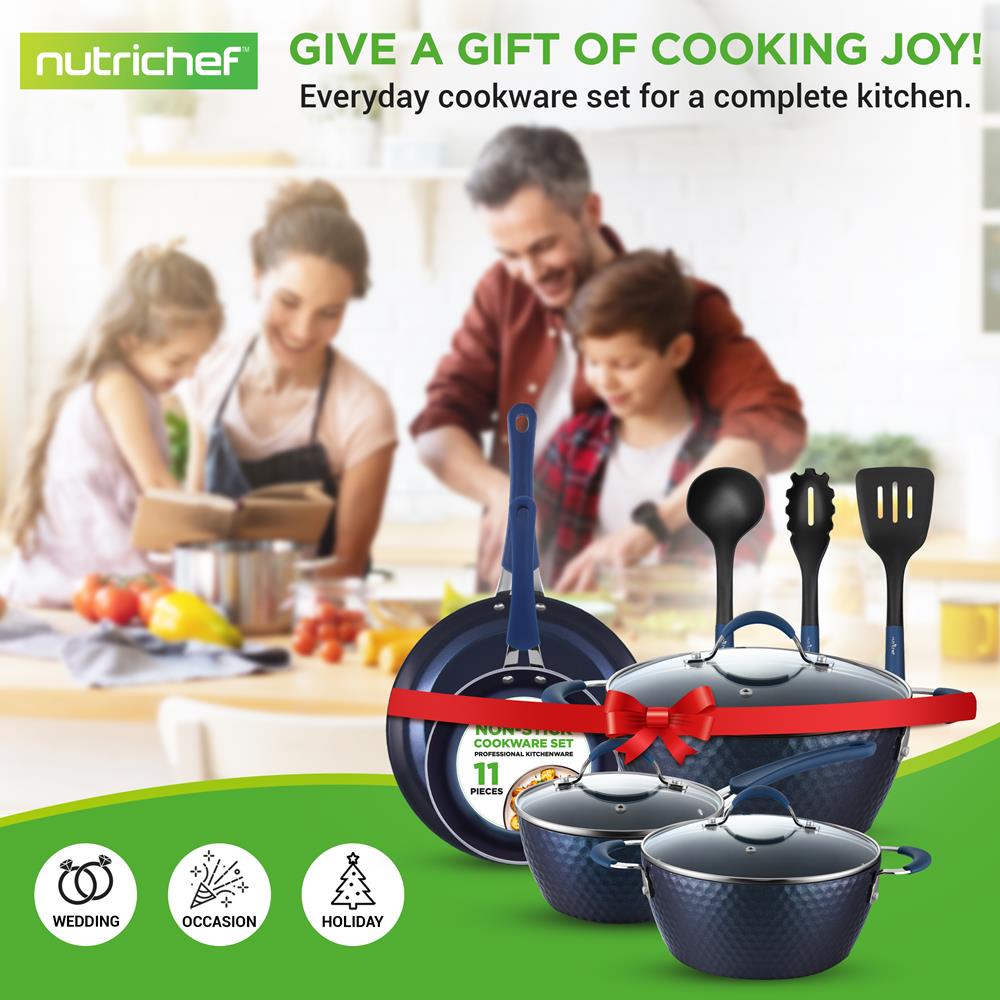 11 Pc Nonstick Cookware Set - Even Heat Ceramic Coating