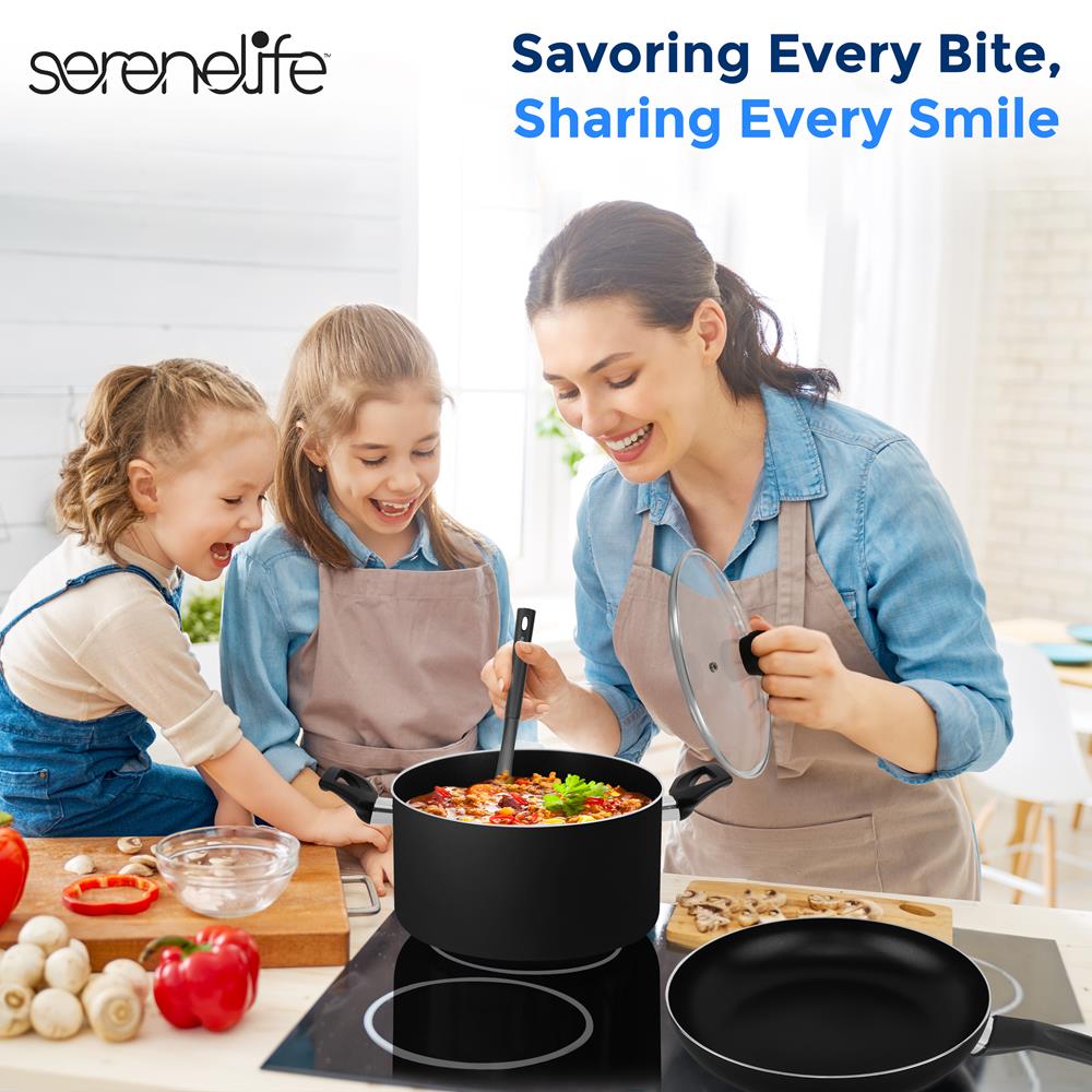 11-Piece Non-Stick Cookware Set, Even Heat, Black Coating