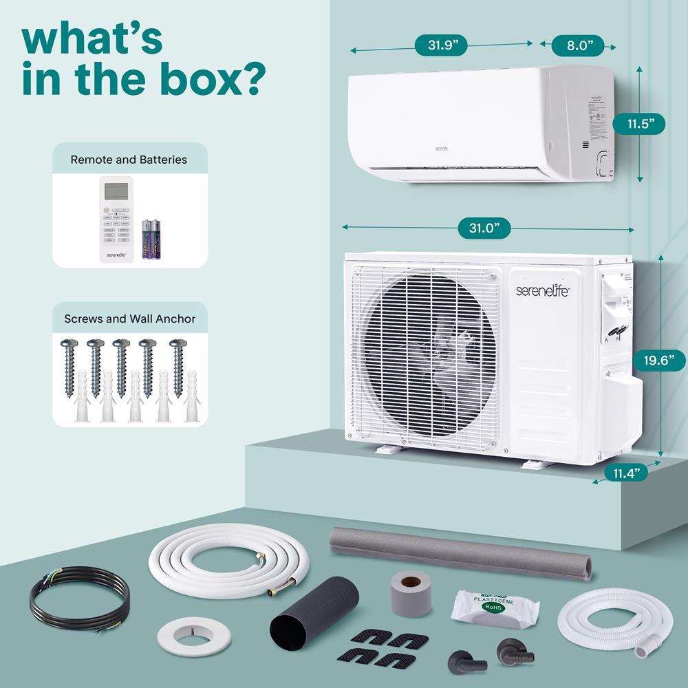 12000 BTU Indoor and Outdoor Mini Split AC Unit Kit