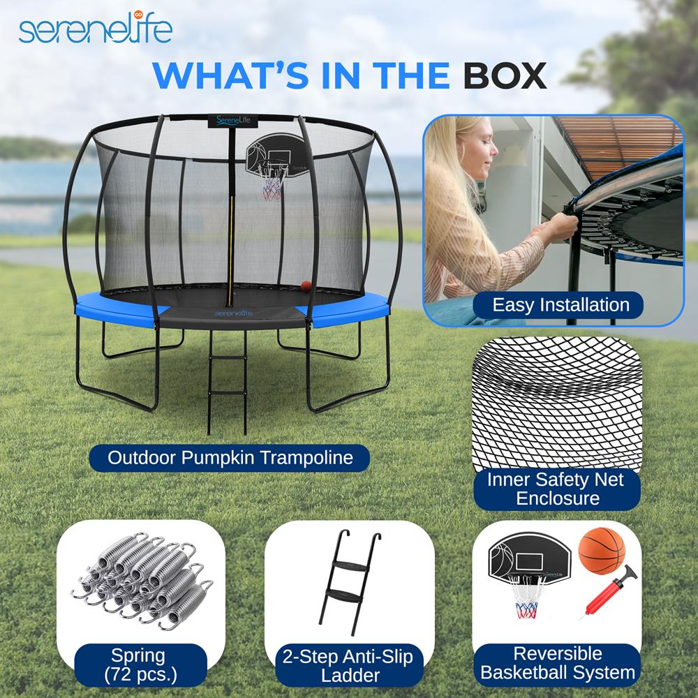 12FT Outdoor Trampoline for Kids - Safe Design
