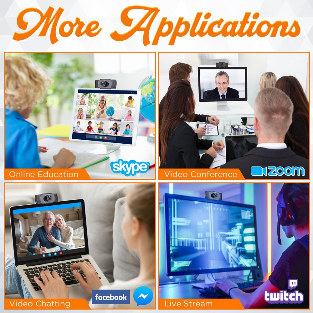 1080P HD Webcam with Mic - Smooth Video, USB Plug & Play