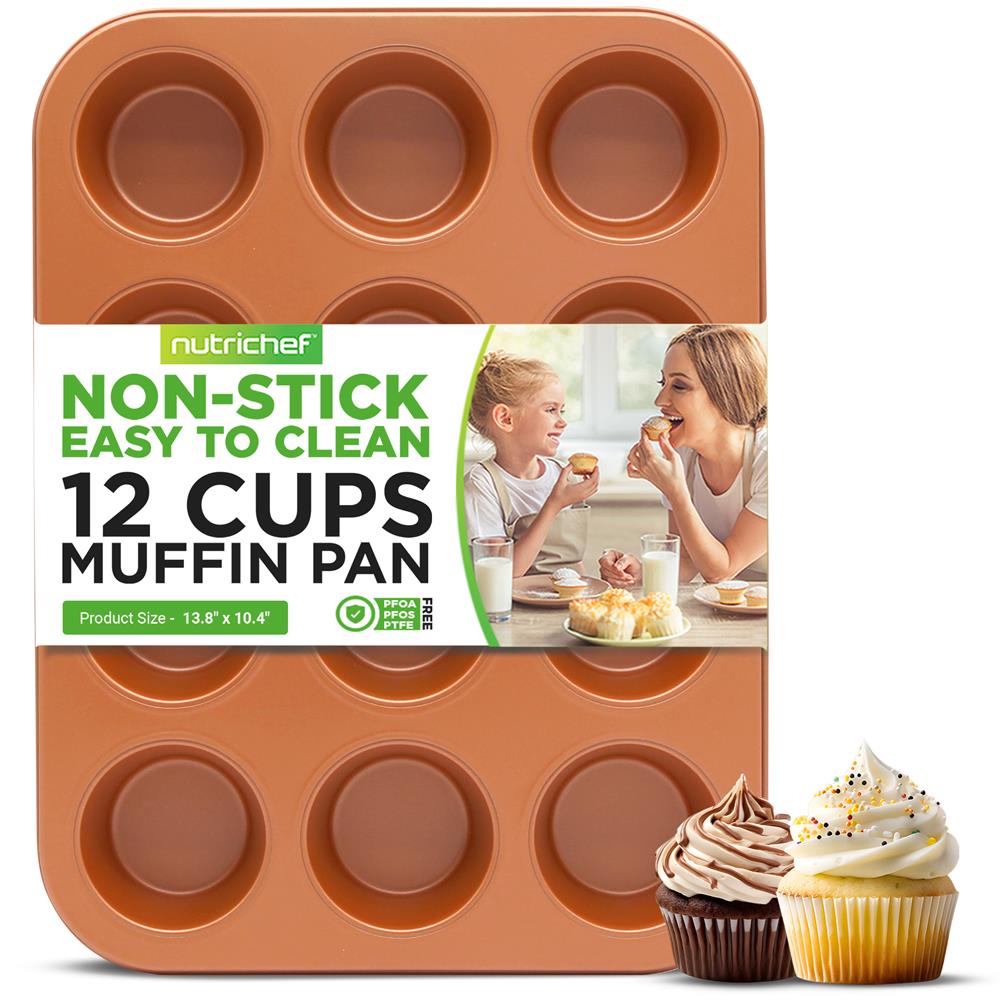 12-Cup Muffin Pan, Even Heating, Non-Stick Carbon Steel