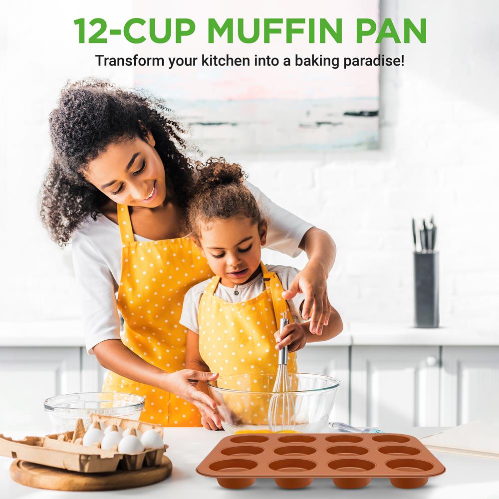 12-Cup Muffin Pan, Even Heating, Non-Stick Carbon Steel