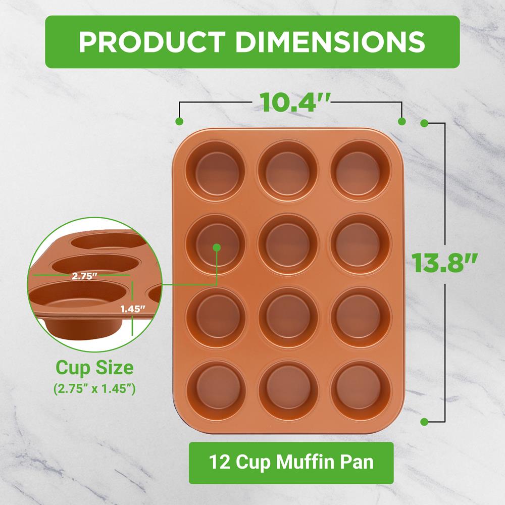 12-Cup Muffin Pan, Even Heating, Non-Stick Carbon Steel