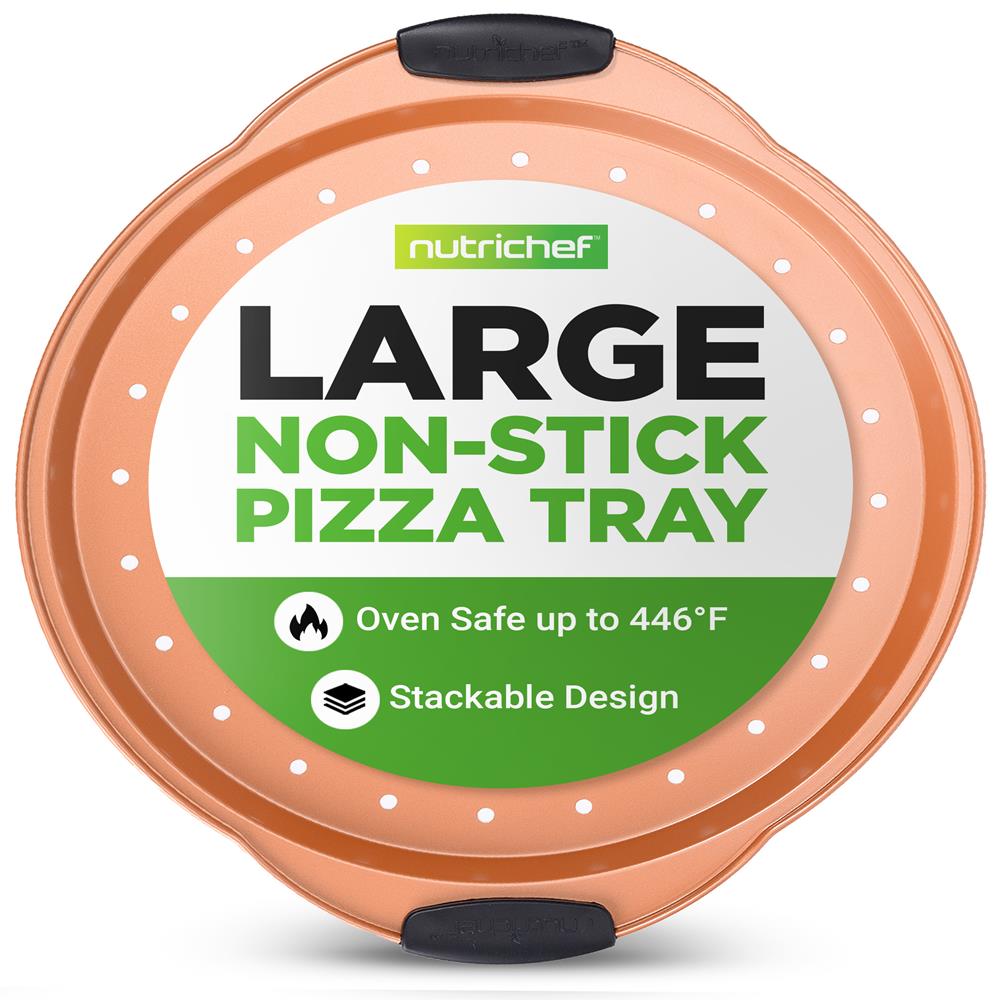 13" Nonstick Pizza Tray - Easy Clean Carbon Steel, Copper