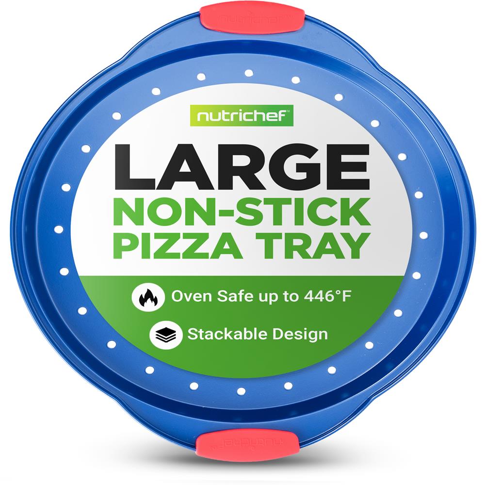 13" Nonstick Pizza Tray - Easy Grip, Carbon Steel, Blue