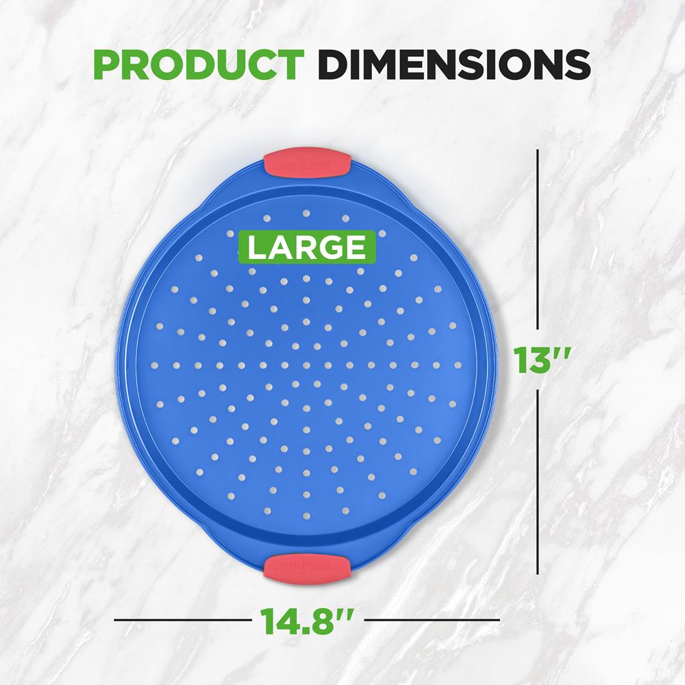 13" Nonstick Pizza Tray - Easy Grip, Carbon Steel, Blue