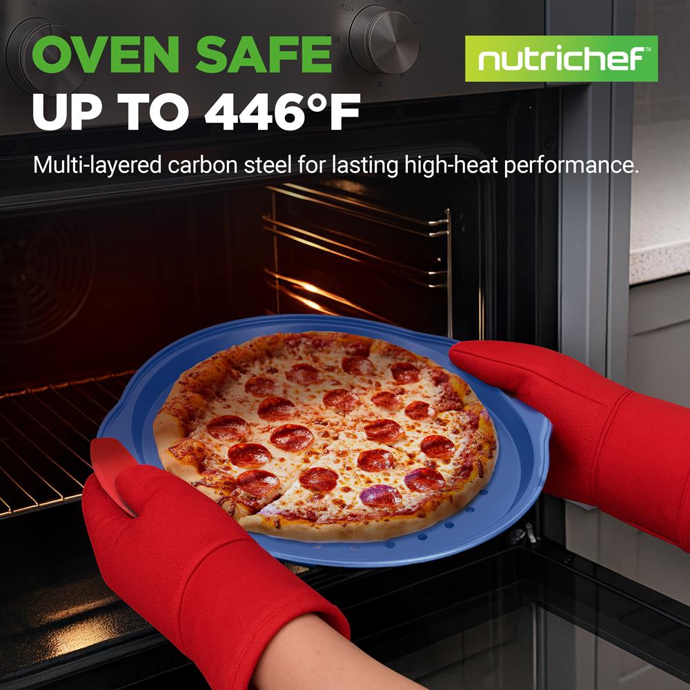 13" Nonstick Pizza Tray - Easy Grip, Carbon Steel, Blue
