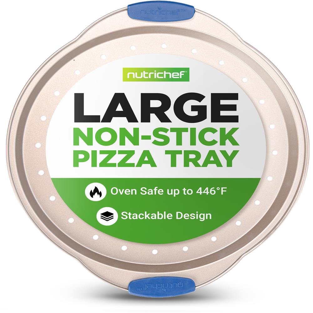 13" Non-Stick Pizza Tray - Easy Clean Carbon Steel, Gold