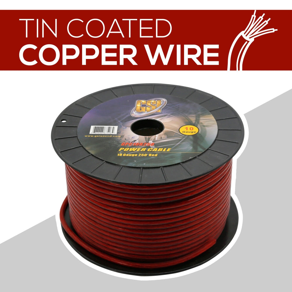 10 Gauge Power Ground Cable - High Conductivity - Red
