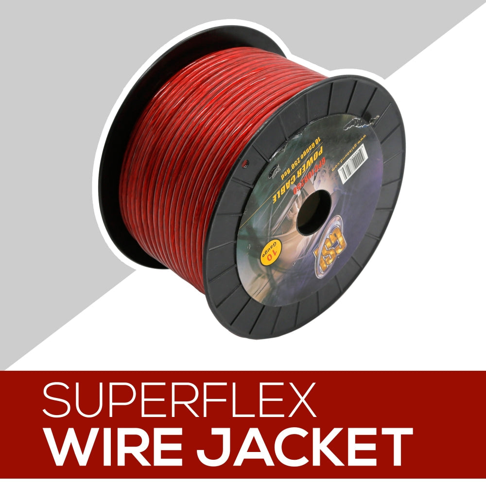 10 Gauge Power Ground Cable - High Conductivity - Red