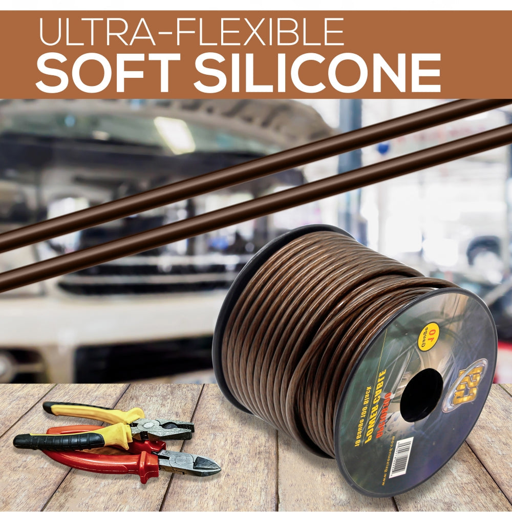 10 Gauge Power Ground Cable 250ft Oxygen-Free Copper Silver