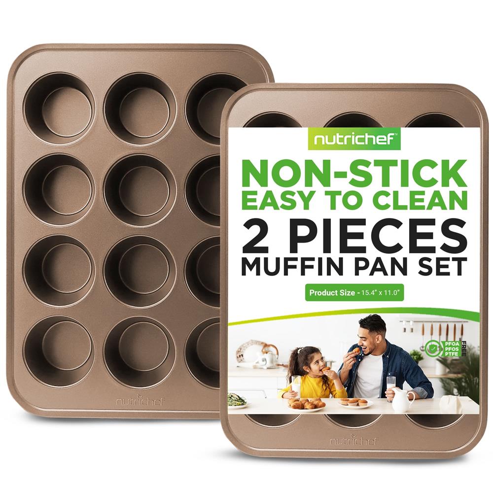 12 Cup Nonstick Muffin Pans, Easy Release Carbon Steel