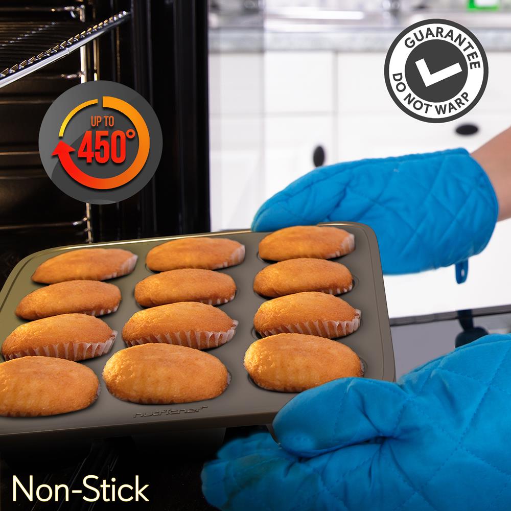 12 Cup Nonstick Muffin Pans, Easy Release Carbon Steel