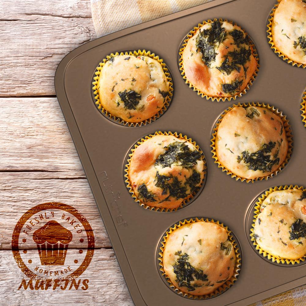 12 Cup Nonstick Muffin Pans, Easy Release Carbon Steel