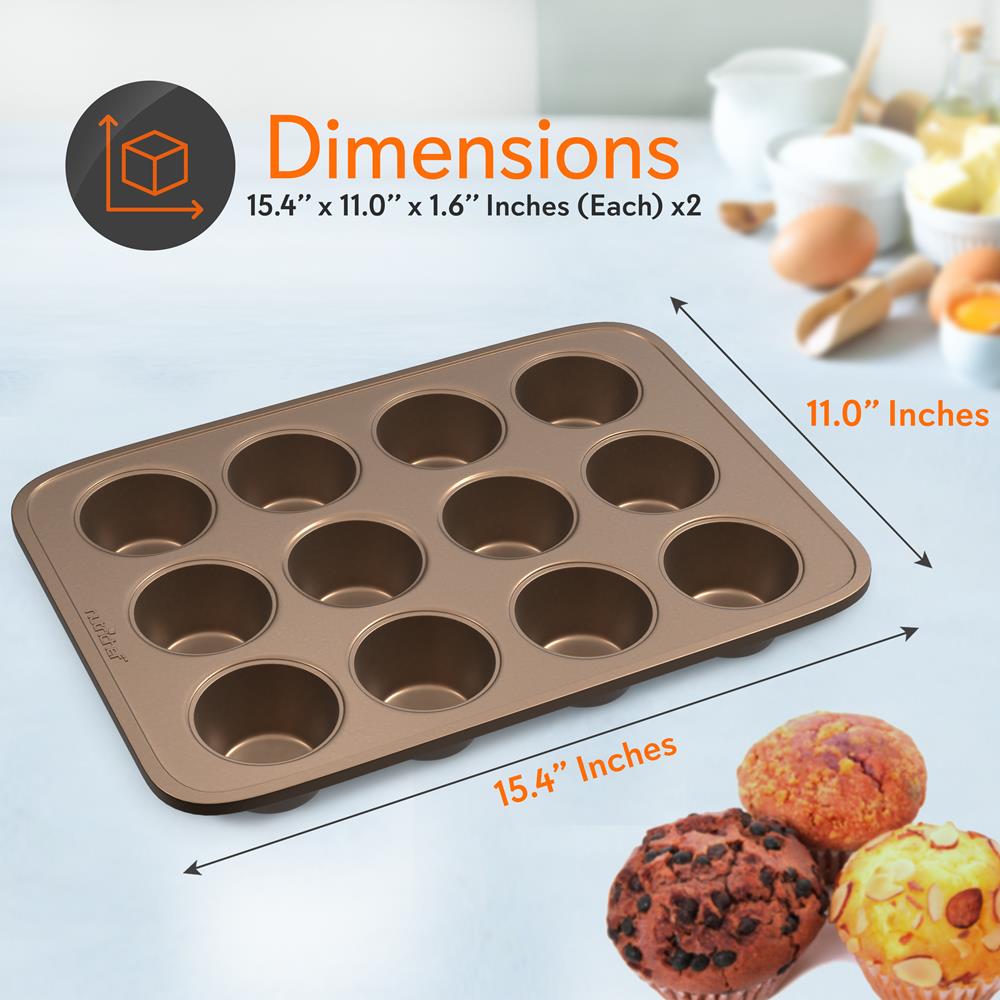 12 Cup Nonstick Muffin Pans, Easy Release Carbon Steel