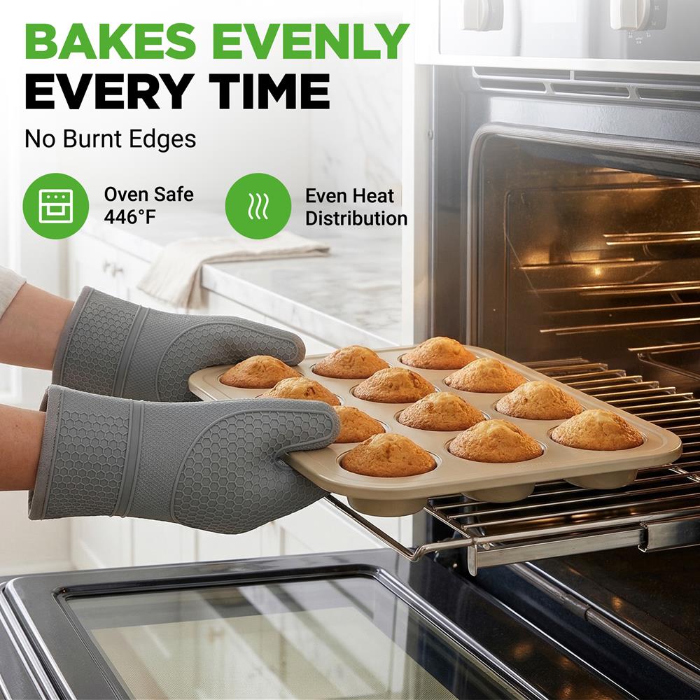 12 Cup Nonstick Muffin Pans, Easy Release Carbon Steel