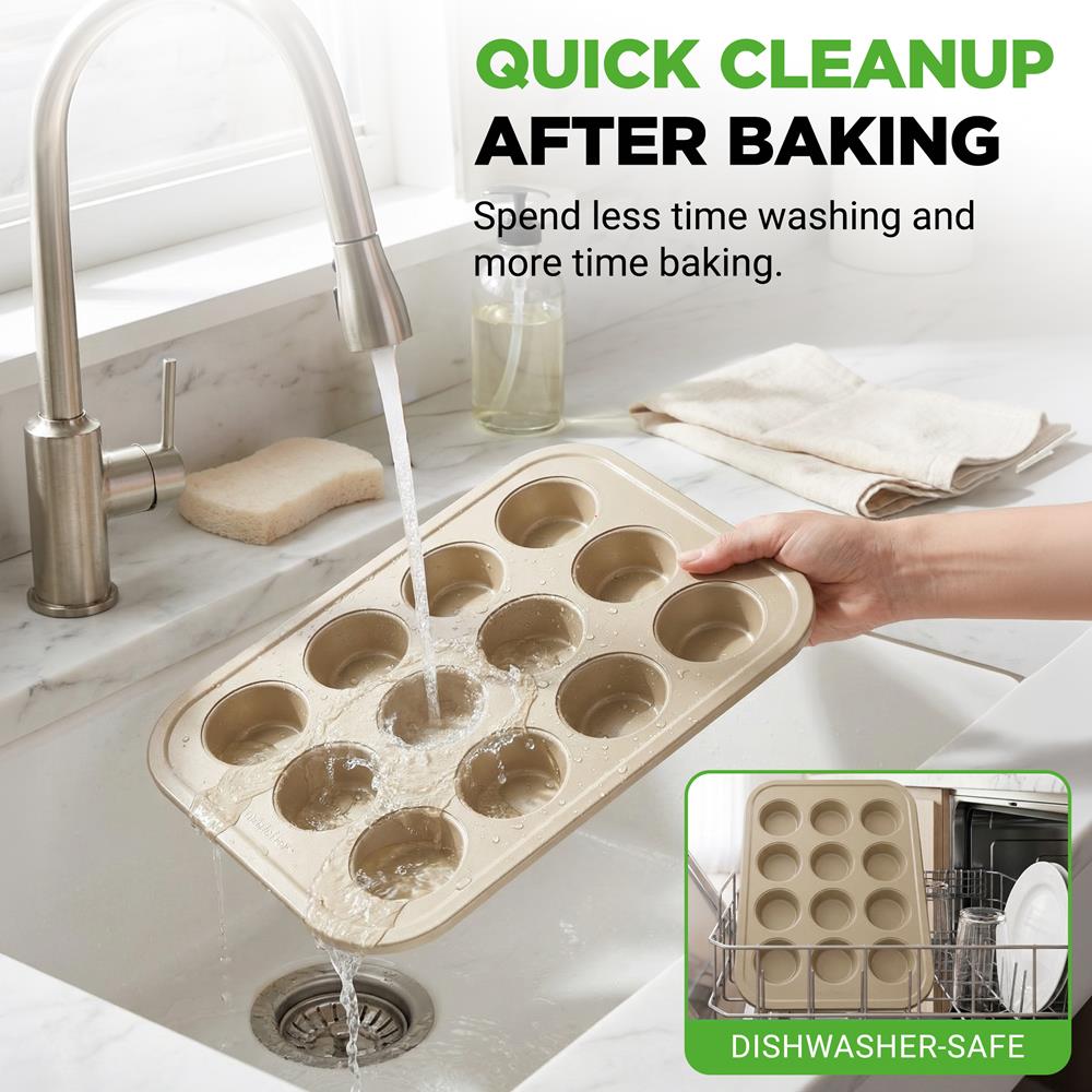 12 Cup Nonstick Muffin Pans, Easy Release Carbon Steel