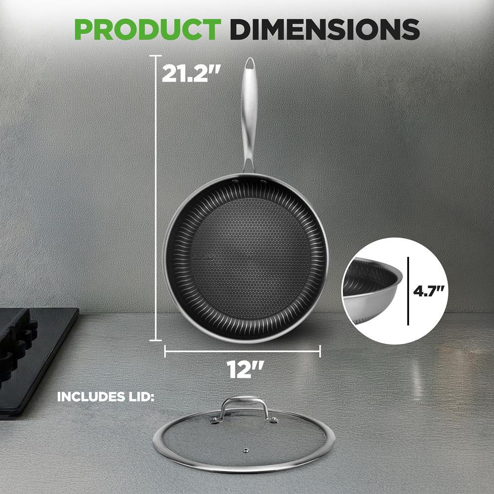 12" Stainless Steel Frying Pan - Non-Stick