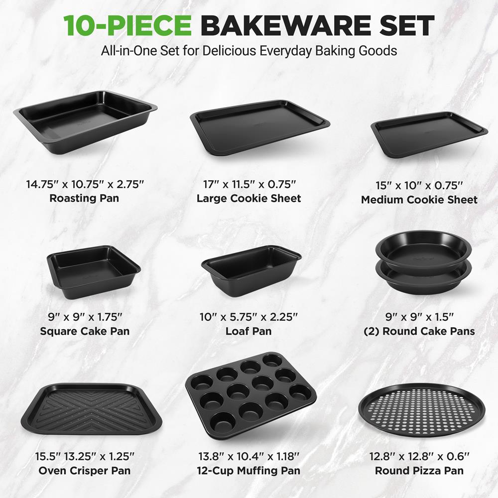 10-Piece Nonstick Bakeware Set - Easy Release Carbon Steel