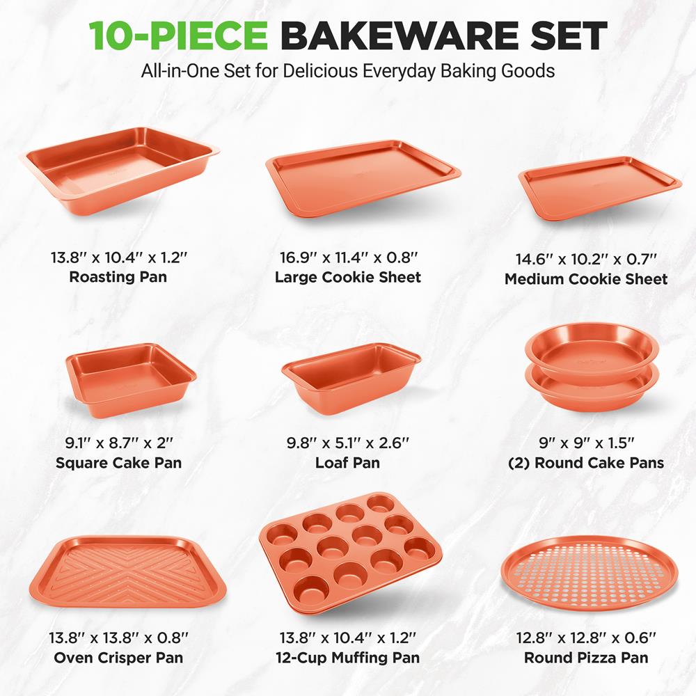10-Piece Nonstick Bakeware Set, Easy Clean Carbon Steel