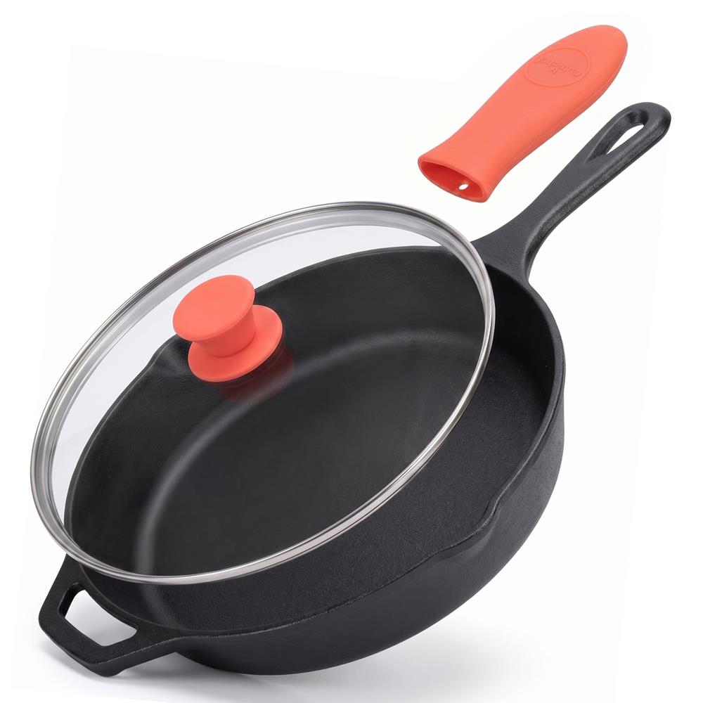 10" Cast Iron Skillet with Lid - Non-Stick, Oven Safe