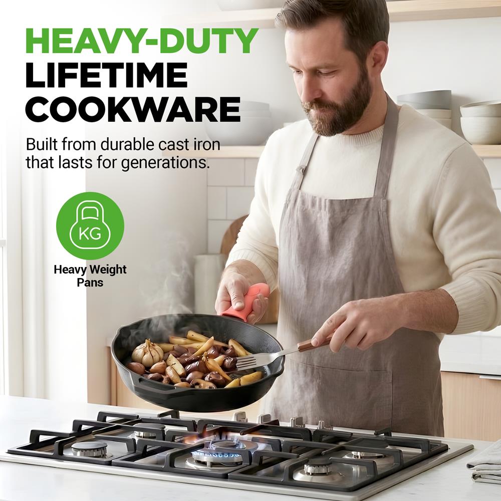 10" Cast Iron Skillet with Lid - Non-Stick, Oven Safe