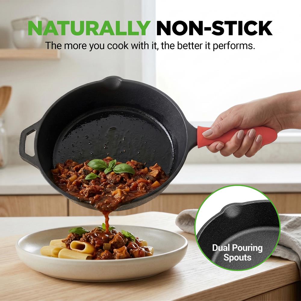 10" Cast Iron Skillet with Lid - Non-Stick, Oven Safe