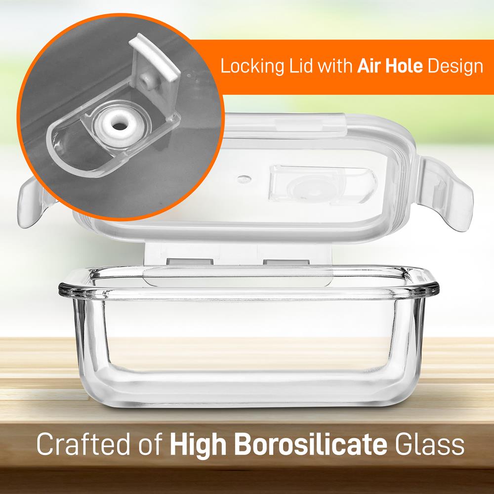 10-Piece Glass Food Storage Set, Leak-Proof, Borosilicate