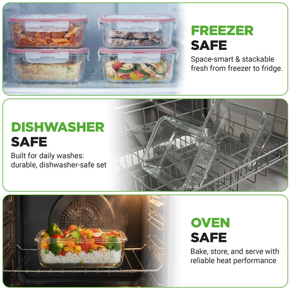 10-Piece Leakproof Glass Containers Set