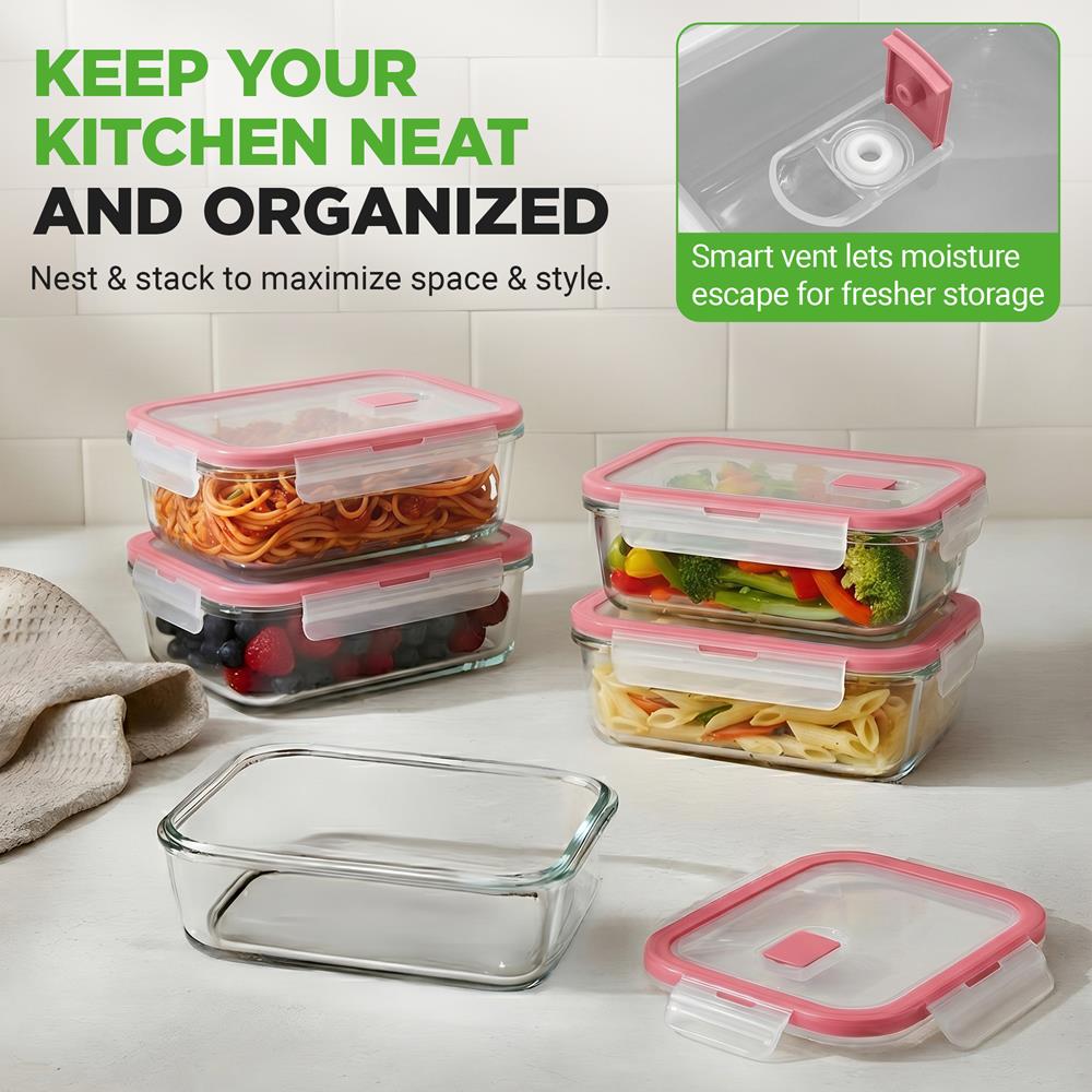 10-Piece Leakproof Glass Containers Set