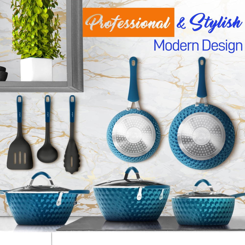 11 Pc Non-Stick Cookware Set, Even Heat Ceramic Coating