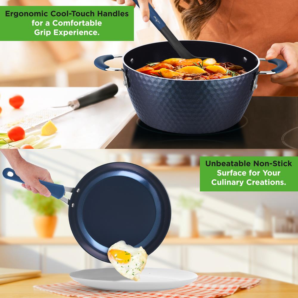 11 Pc Nonstick Cookware Set - Even Heat Ceramic Coating