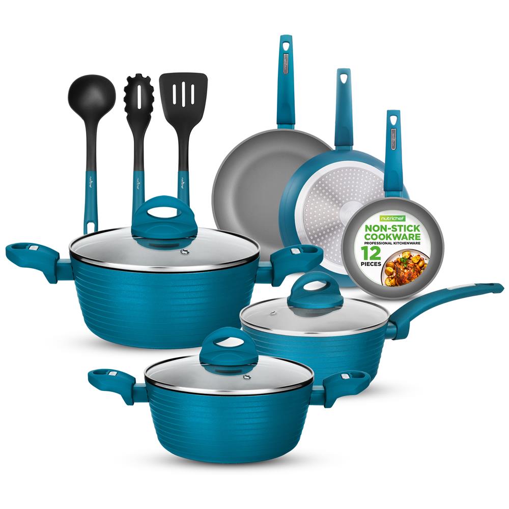 12-Piece Nonstick Cookware Set - Even Heat, Durable Coating
