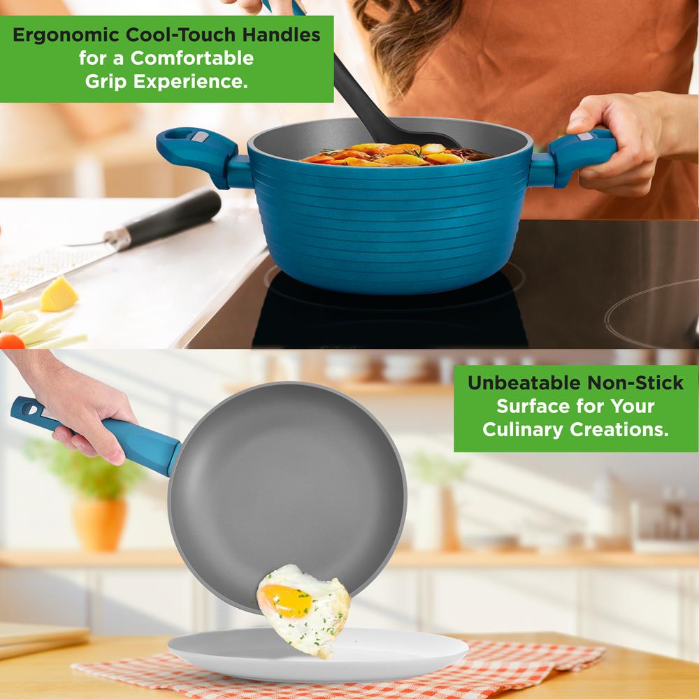 12-Piece Nonstick Cookware Set - Even Heat, Durable Coating