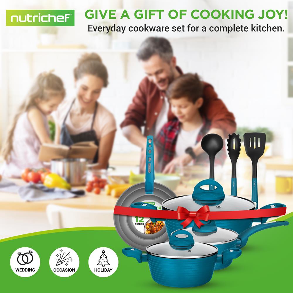 12-Piece Nonstick Cookware Set - Even Heat, Durable Coating