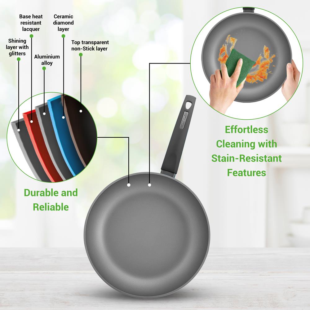 12-Piece Nonstick Cookware Set, Even Heat, Red