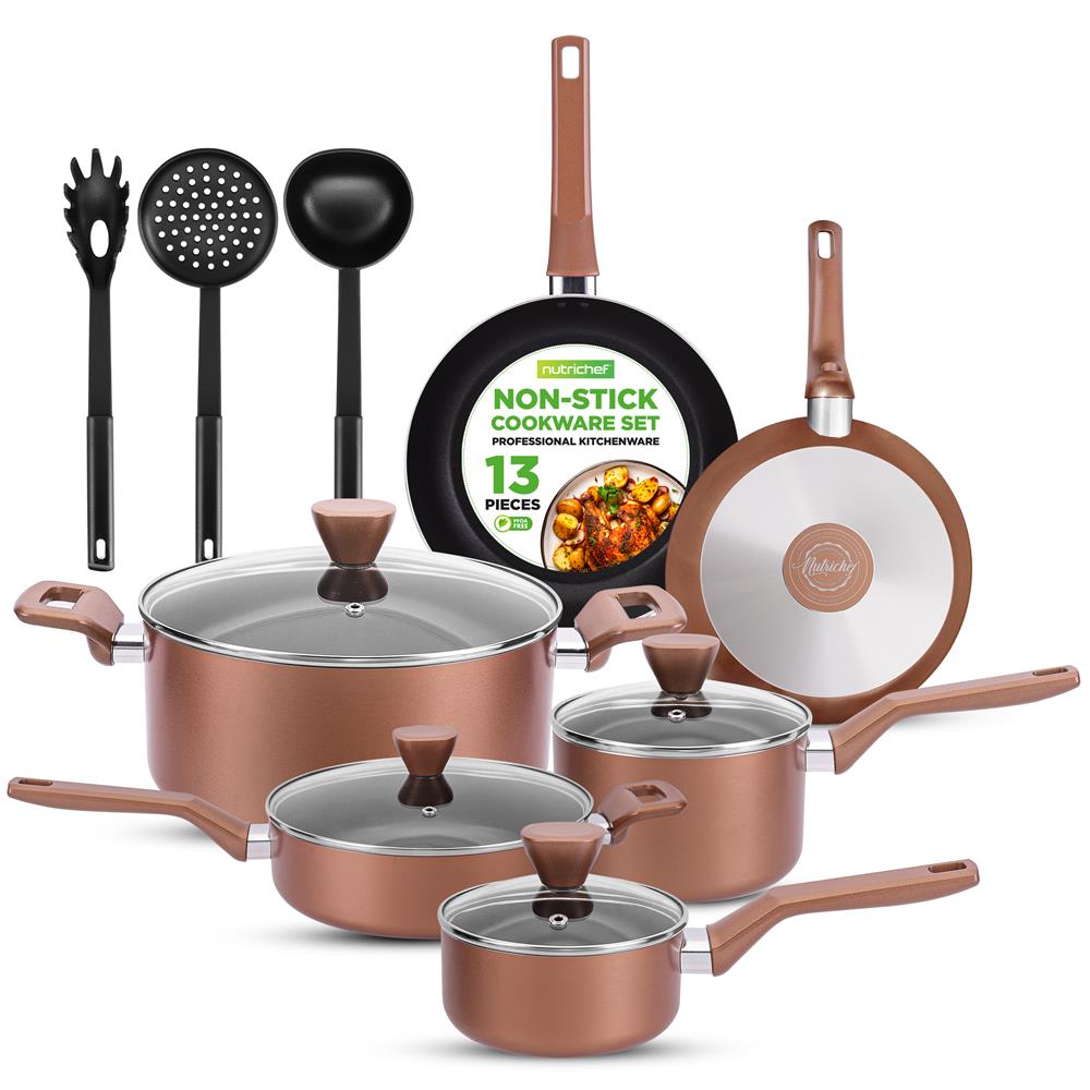 13-Piece Nonstick Cookware Set, Even Heat, Durable Coating