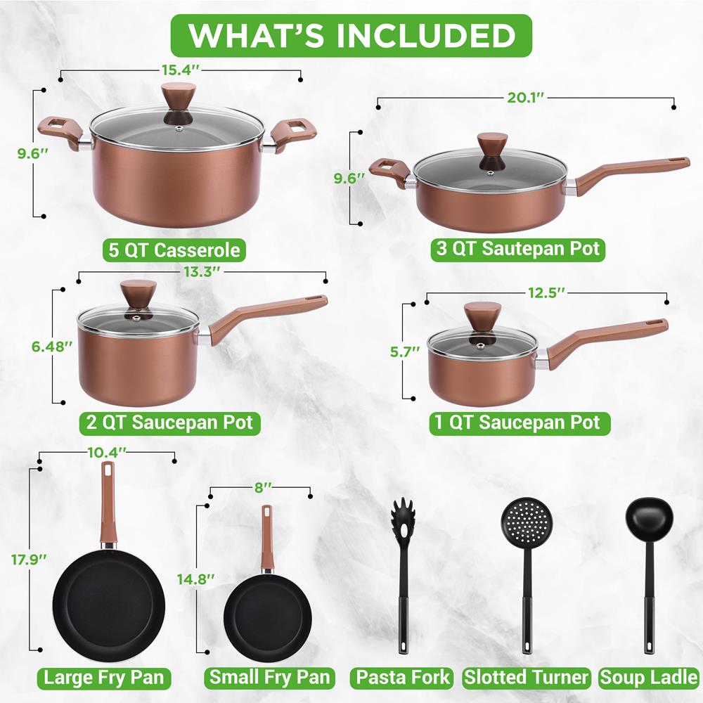 13-Piece Nonstick Cookware Set, Even Heat, Durable Coating
