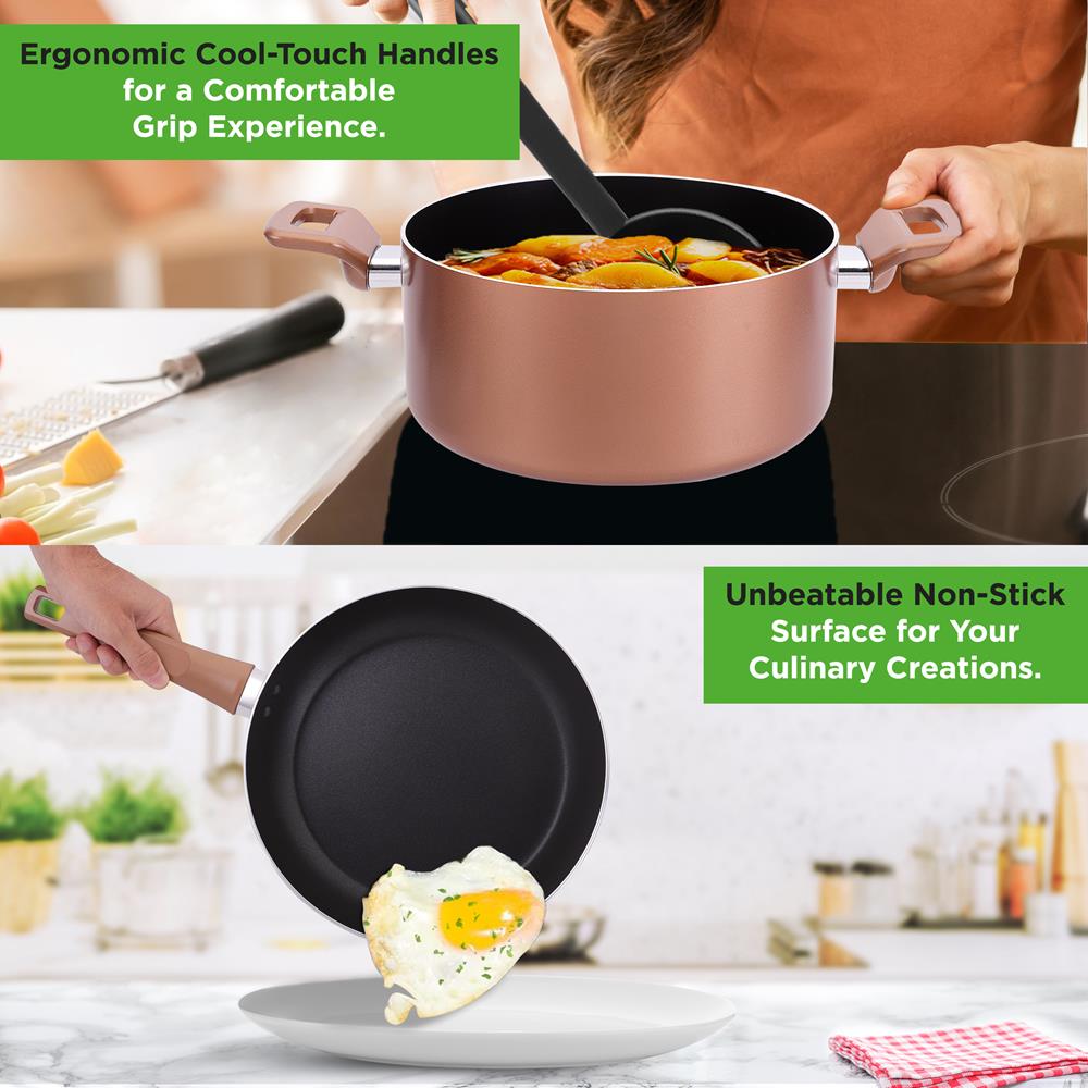 13-Piece Nonstick Cookware Set, Even Heat, Durable Coating