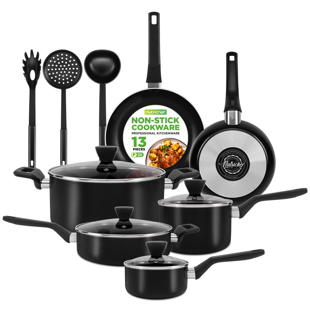 13-Piece Nonstick Cookware Set - Even Heat, Durable Coating