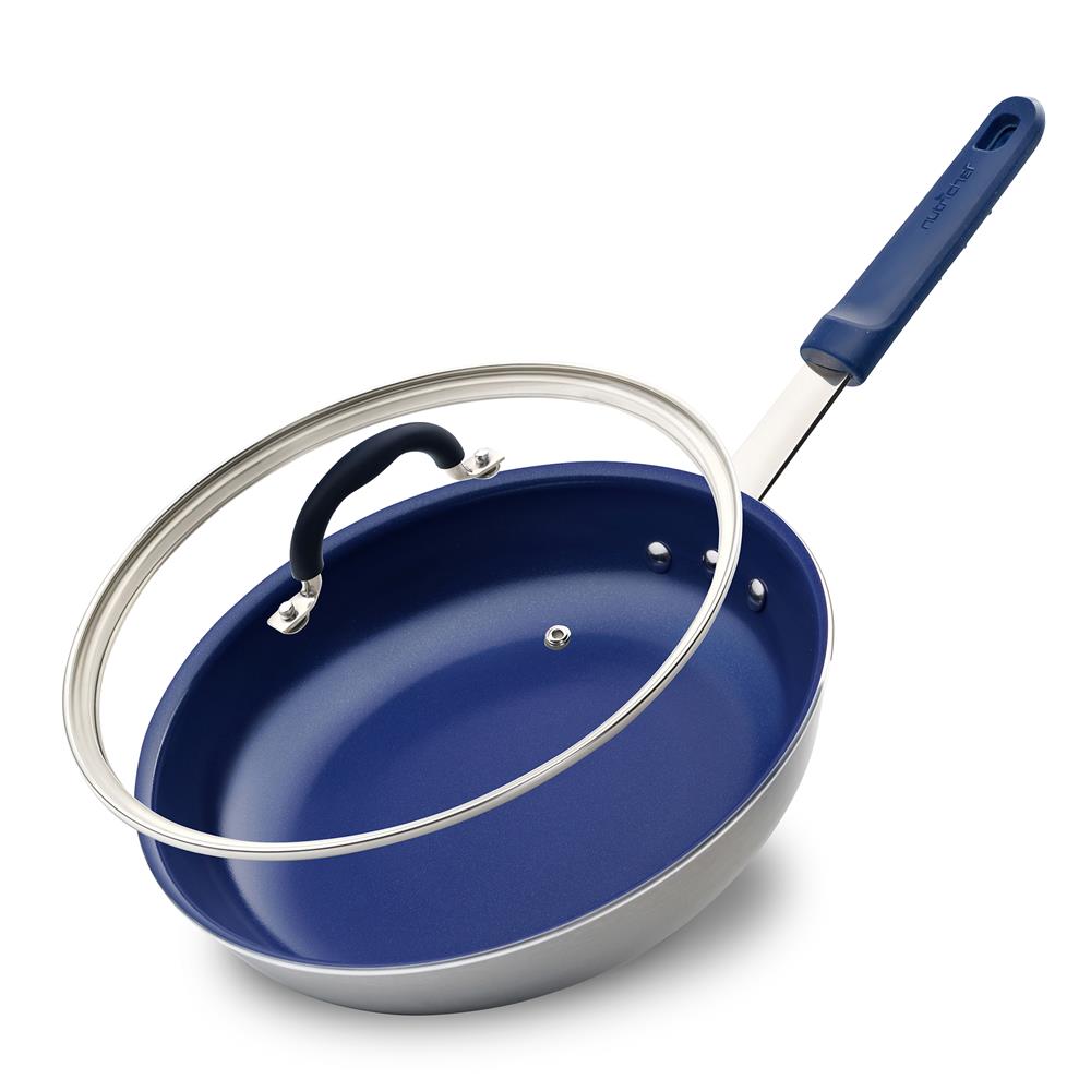 12" Nonstick Fry Pan with Lid - Even Heat Ceramic Coating