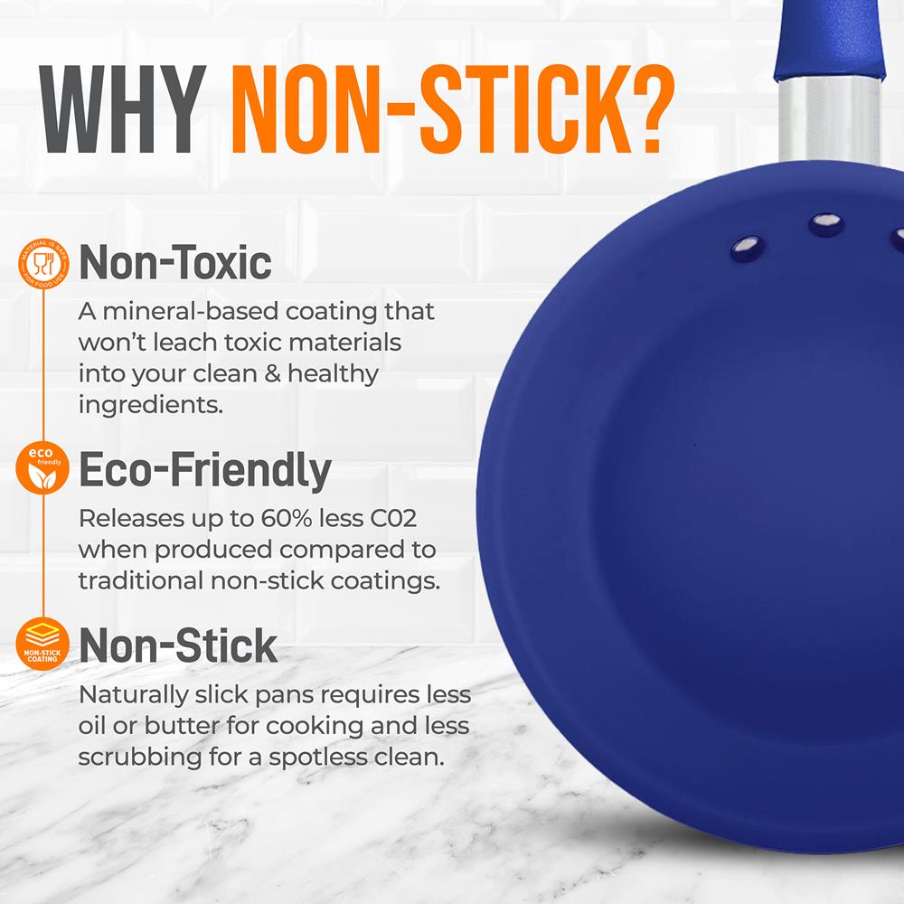 12" Nonstick Fry Pan with Lid - Even Heat Ceramic Coating