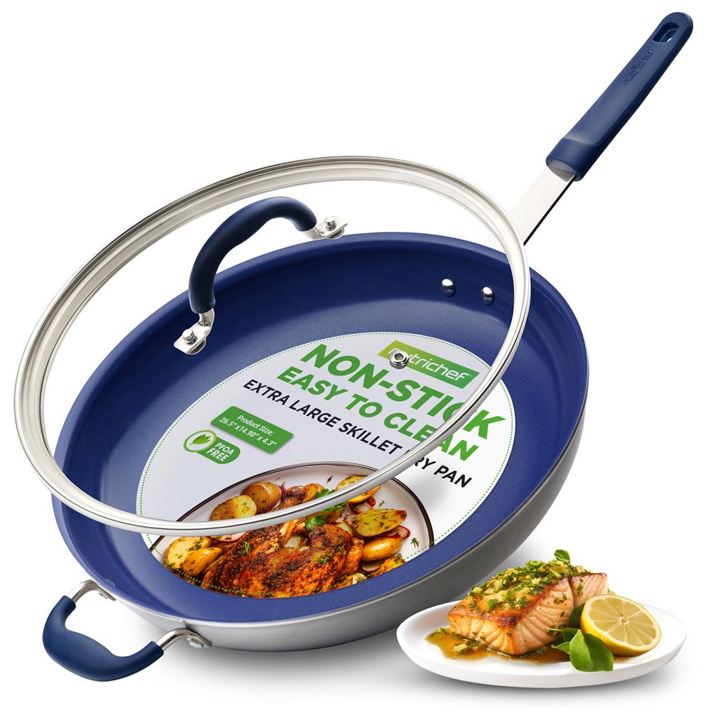 14" Nonstick Fry Pan with Lid - Easy Clean Ceramic