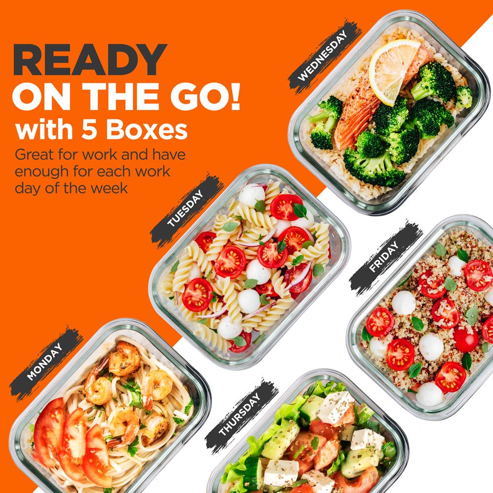 10-Piece Glass Food Storage Set - Leakproof Airtight Lids