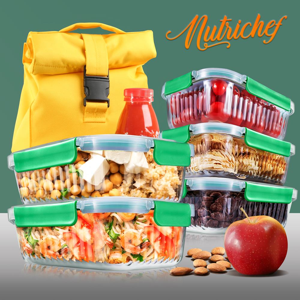 10-Piece Glass Food Storage Set - Leakproof Airtight Lids