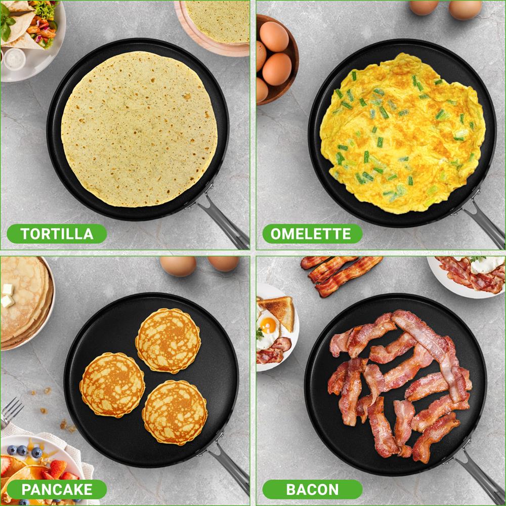 12" Nonstick Crepe Pan, Even Heating, Hard-Anodized