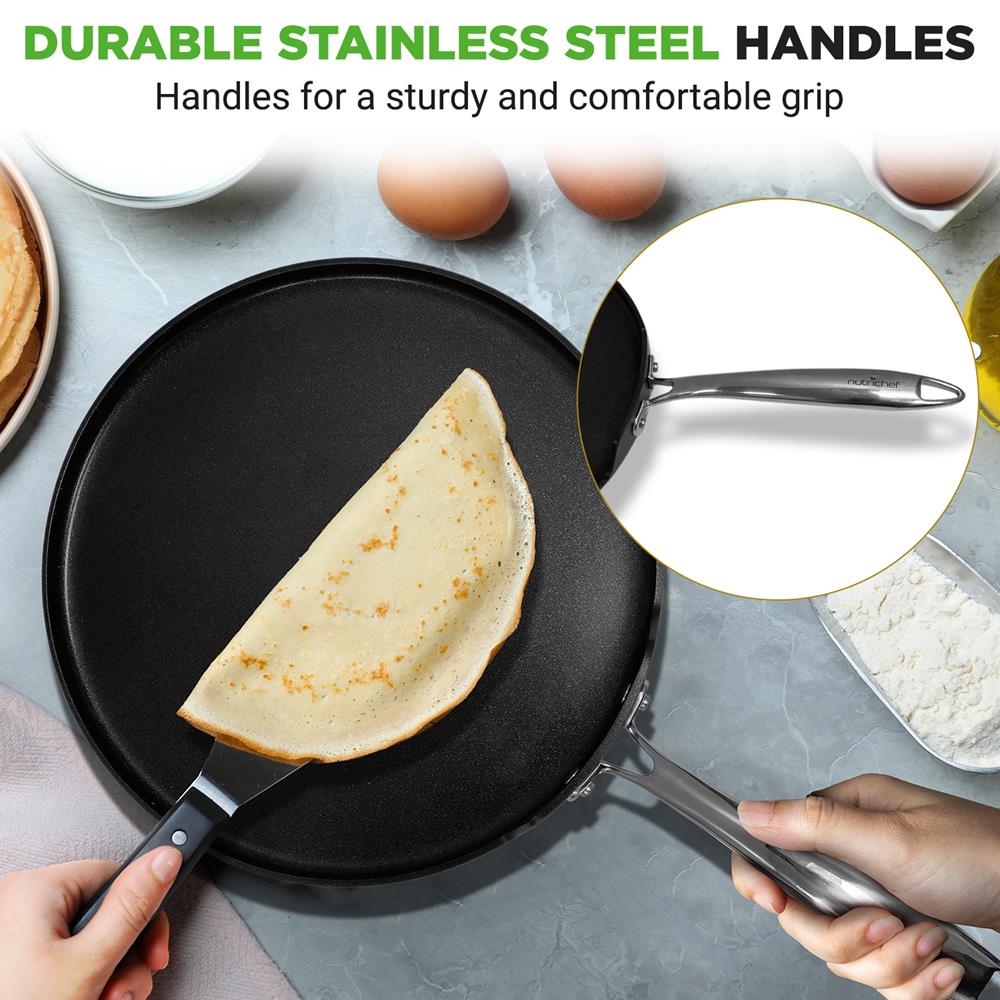 12" Nonstick Crepe Pan, Even Heating, Hard-Anodized