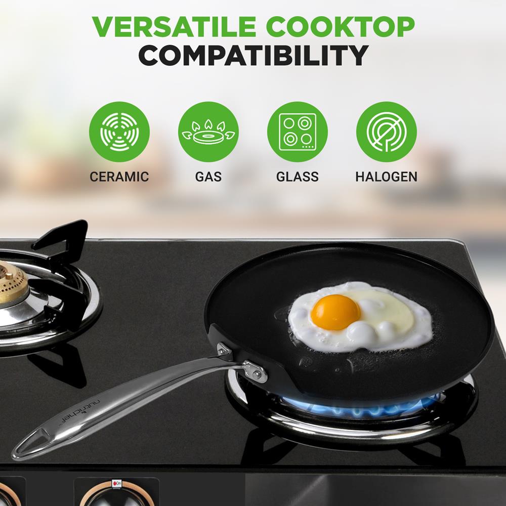12" Nonstick Crepe Pan, Even Heating, Hard-Anodized